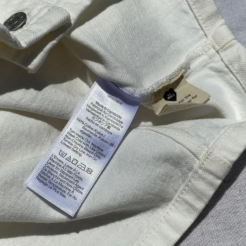Madewell White Cropped V-Neck Button Front Top - Picture 6 of 7